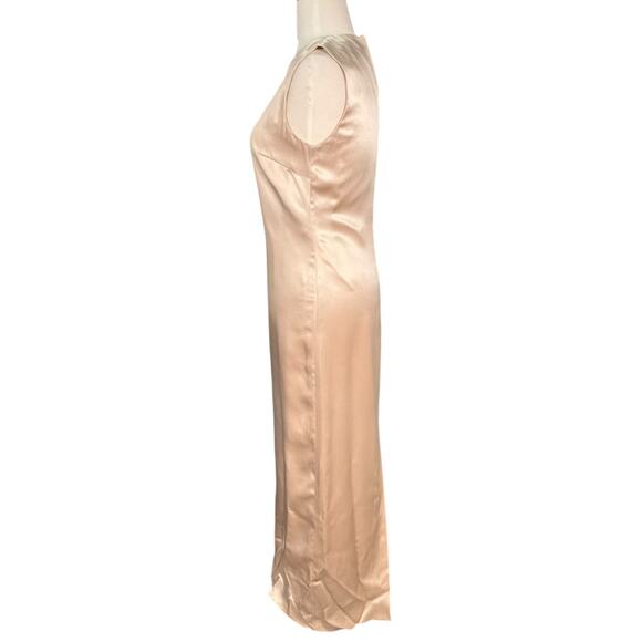 AJ Bari 100% Silk Sleeveless Maxi Dress Champagne Beige Size 6 Old Money Luxury - Picture 3 of 10